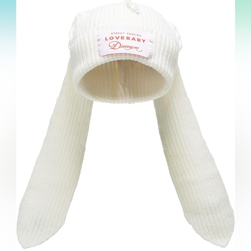 NWOT Knit Beanie Hats Cute Bunny Long Ears Funny Hat Fluffy Winter Slouchy Cap